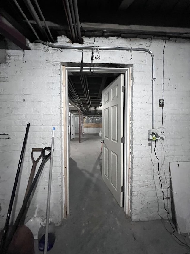 view of unfinished basement