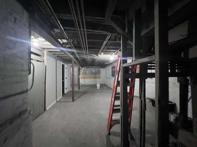 view of unfinished basement