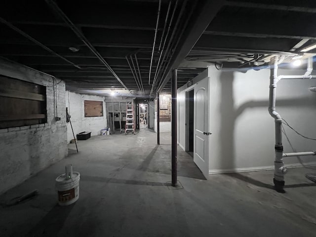 view of unfinished basement