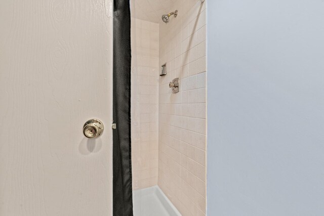 bathroom with a stall shower
