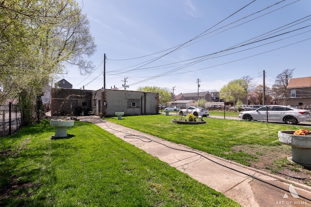view of yard featuring fence