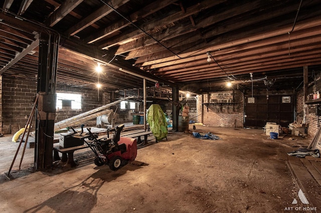 basement featuring a garage