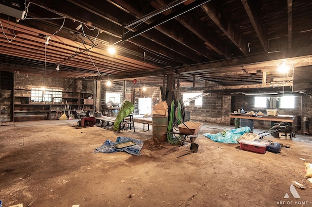 basement with plenty of natural light