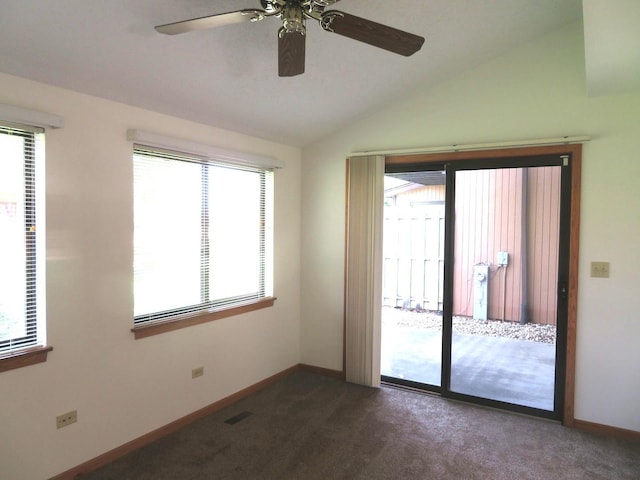 1321 Dresden Dr Unit C, Morris, IL 60450 - unfurnished room featuring carpet floors, plenty of natural light, vaulted ceiling, and ceiling fan