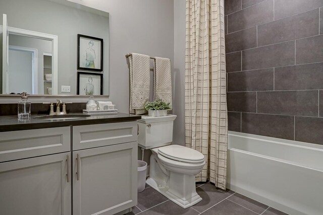 4187 Chelsea Manor Cir, Aurora, IL 60504 - bathroom featuring toilet, vanity, shower / tub combo, and tile patterned floors