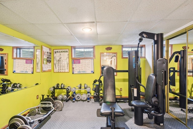 38413 N Tewes Ct, Beach Park, IL 60087 - gym with a paneled ceiling and carpet flooring