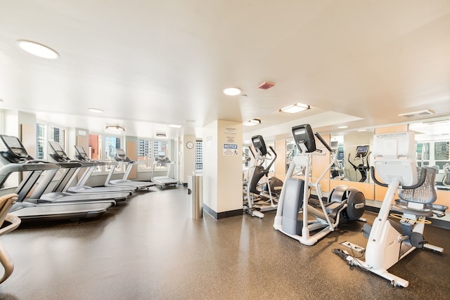 exercise room with visible vents