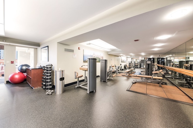 exercise room with visible vents