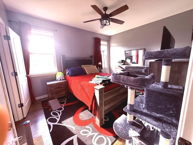 10817 Quail Xing, Richmond, IL 60071 - bedroom with baseboards, wood finished floors, a ceiling fan, and multiple windows