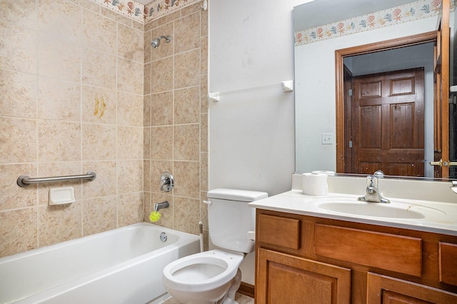 full bathroom with vanity, shower / bathing tub combination, and toilet