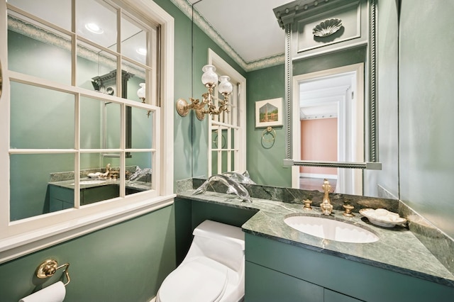 bathroom with toilet and vanity