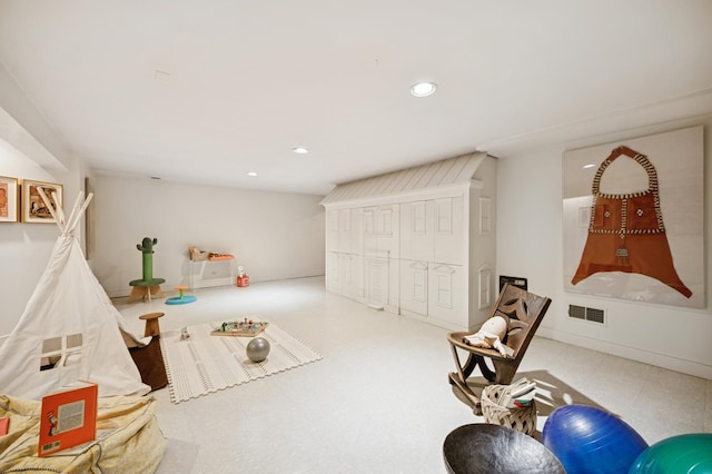 rec room with visible vents and recessed lighting