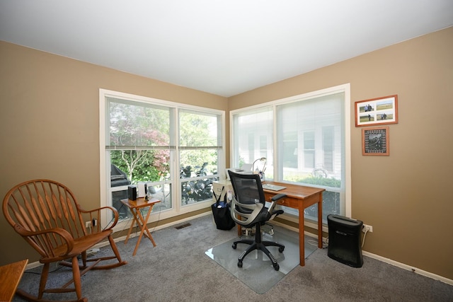office area with carpet floors and baseboards
