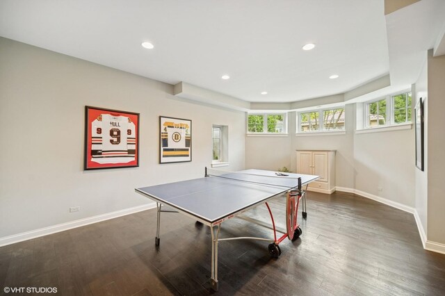 495 Willow Rd, Winnetka, IL 60093 - playroom featuring plenty of natural light, baseboards, dark wood finished floors, and recessed lighting