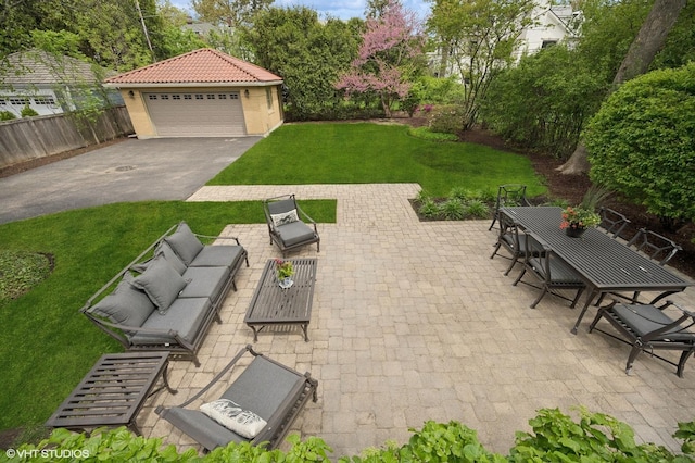 495 Willow Rd, Winnetka, IL 60093 - view of patio with a detached garage and an outdoor hangout area