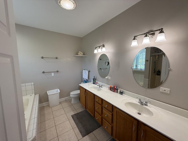 17N975 Harmony Rd, Hampshire, IL 60140 - bathroom featuring a sink, tile patterned floors, a tub to relax in, and double vanity
