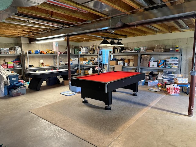 17N975 Harmony Rd, Hampshire, IL 60140 - game room featuring pool table and unfinished concrete flooring