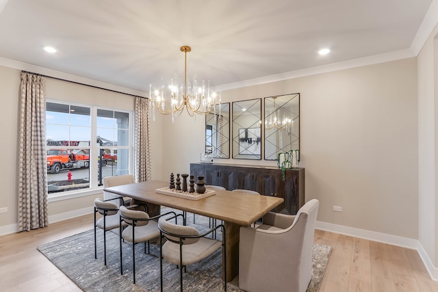 26 Open Pkwy, Hawthorn Woods, IL 60047 - dining room featuring a chandelier, baseboards, light wood-style floors, and crown molding