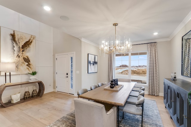26 Open Pkwy, Hawthorn Woods, IL 60047 - dining room with light wood-style floors, crown molding, a notable chandelier, and baseboards