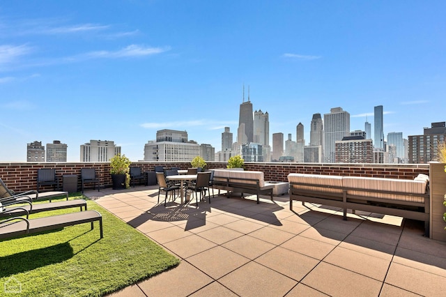 view of patio featuring a view of city