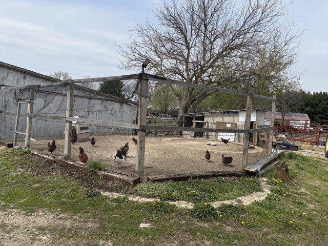 view of yard featuring a garage