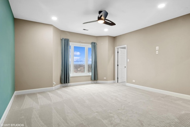 1 Renaissance Pl Unit 1Ph, Palatine, IL 60067 - unfurnished room featuring ceiling fan, baseboards, light colored carpet, and recessed lighting