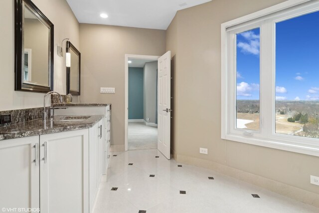 1 Renaissance Pl Unit 1Ph, Palatine, IL 60067 - bathroom with vanity, baseboards, tile patterned floors, and recessed lighting