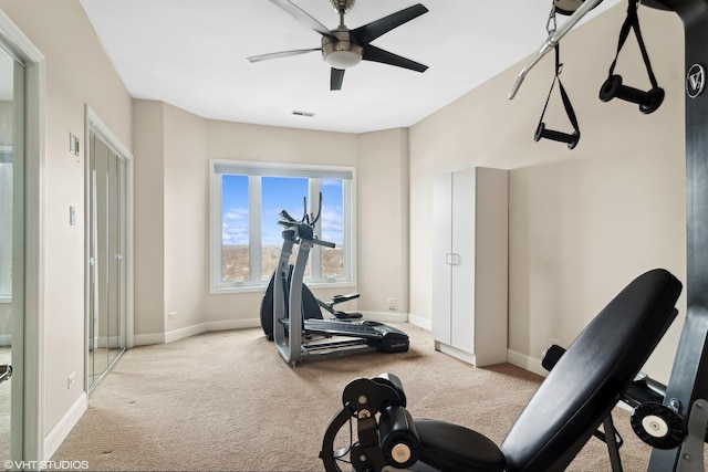1 Renaissance Pl Unit 1Ph, Palatine, IL 60067 - workout area featuring carpet, ceiling fan, and baseboards