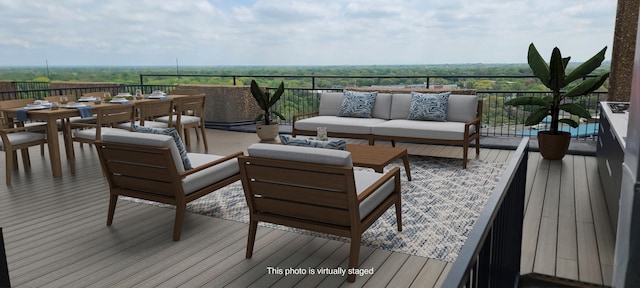 1 Renaissance Pl Unit 1Ph, Palatine, IL 60067 - wooden terrace with an outdoor hangout area and outdoor dining space