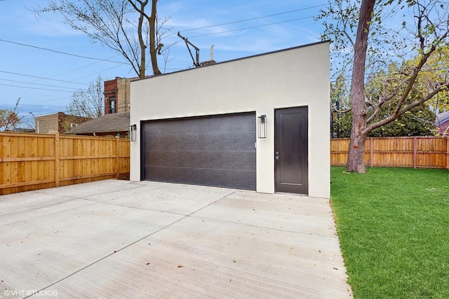 detached garage with fence