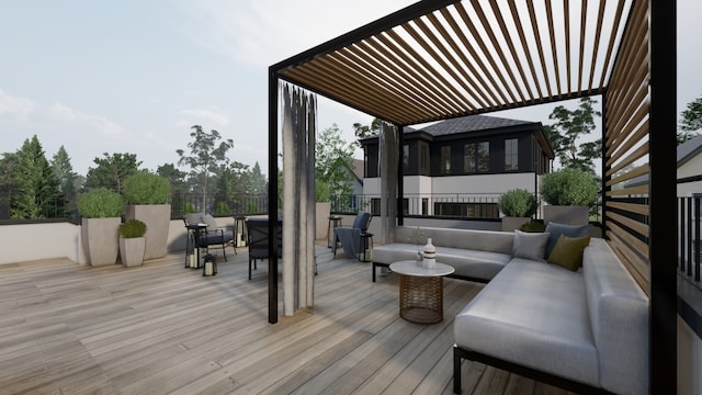 deck featuring a sunroom and an outdoor living space