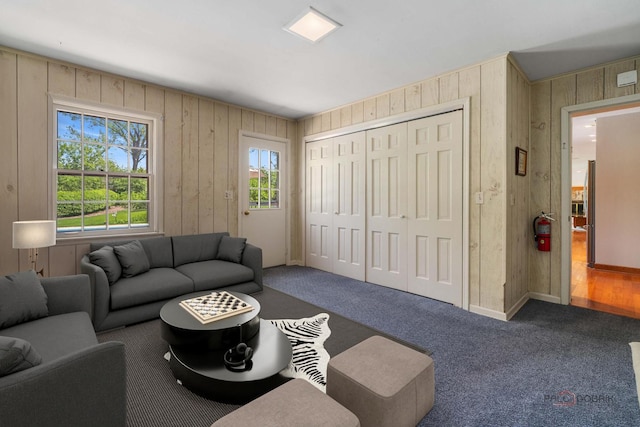 1878 Hackberry Ln, Lake Forest, IL 60045 - living area featuring carpet, wood walls, and baseboards