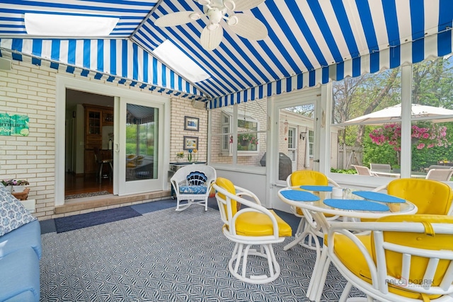 1878 Hackberry Ln, Lake Forest, IL 60045 - sunroom / solarium with ceiling fan, outdoor dining area, and vaulted ceiling