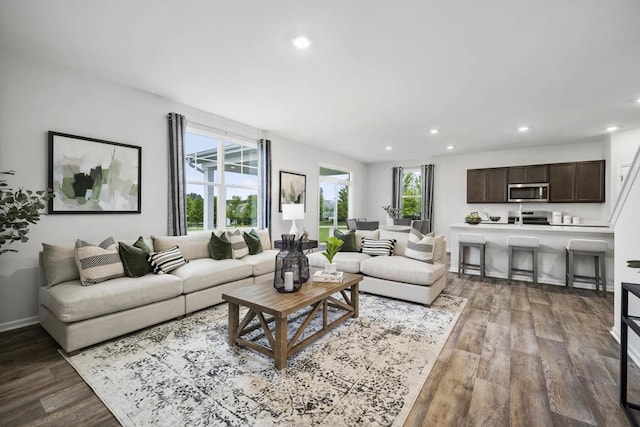 9968 Central Park Blvd, Huntley, IL 60142 - living room with wood finished floors, recessed lighting, and baseboards