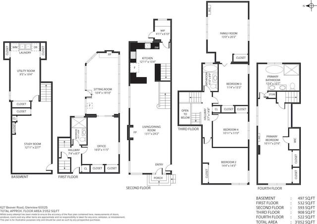 627 Beaver Rd, Glenview, IL 60025 - plan