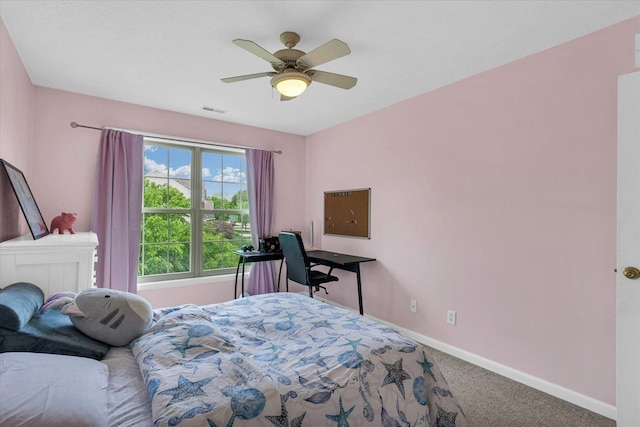 4603 Stonebridge Dr, Champaign, IL 61822 - carpeted bedroom featuring ceiling fan, baseboards, and visible vents