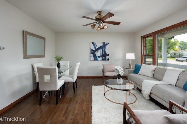 838 S Michigan Ave, Addison, IL 60101 - living room with dark wood-type flooring and ceiling fan