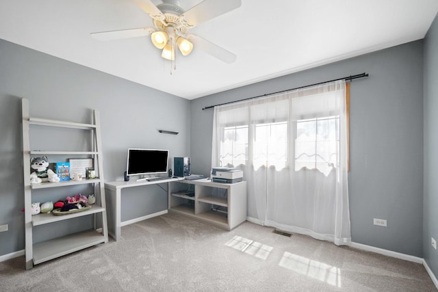 1075 Grand Mesa Ave, New Lenox, IL 60451 - office space featuring visible vents, a ceiling fan, carpet, and baseboards