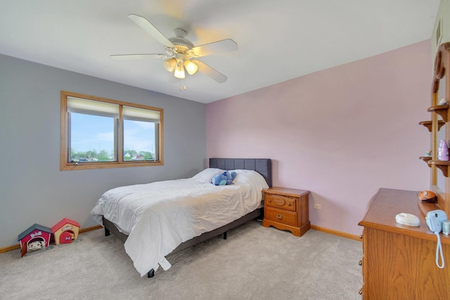 1075 Grand Mesa Ave, New Lenox, IL 60451 - bedroom featuring a ceiling fan, baseboards, and light colored carpet
