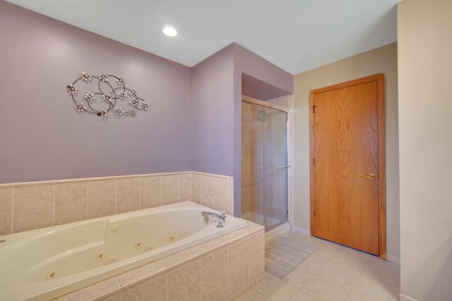 1075 Grand Mesa Ave, New Lenox, IL 60451 - full bath with a whirlpool tub, baseboards, tile patterned flooring, and a stall shower