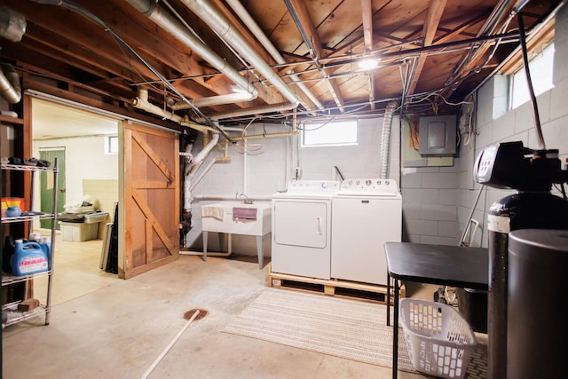 518 N Hartwell St, Gilman, IL 60938 - basement featuring plenty of natural light, a sink, independent washer and dryer, and electric panel