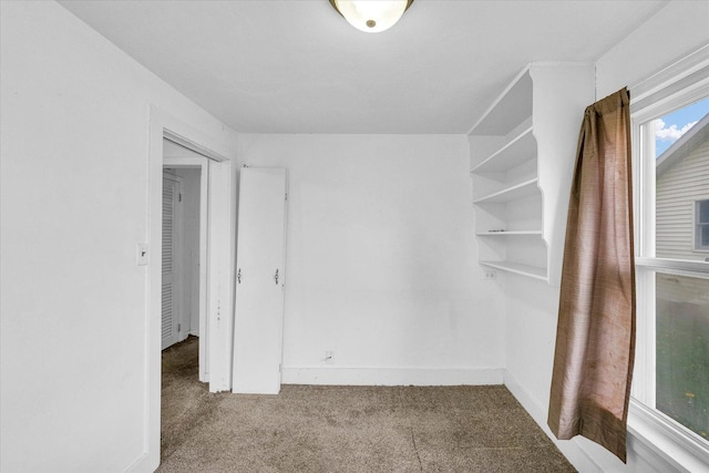 walk in closet with carpet floors
