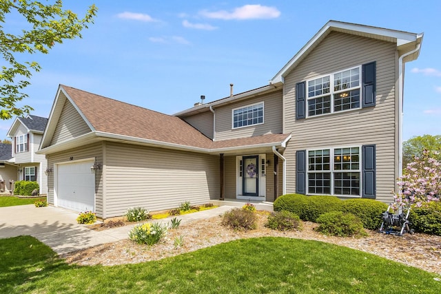 1518 Parkside Dr, Plainfield, IL 60586 - traditional-style house with an attached garage, roof with shingles, driveway, and a front lawn