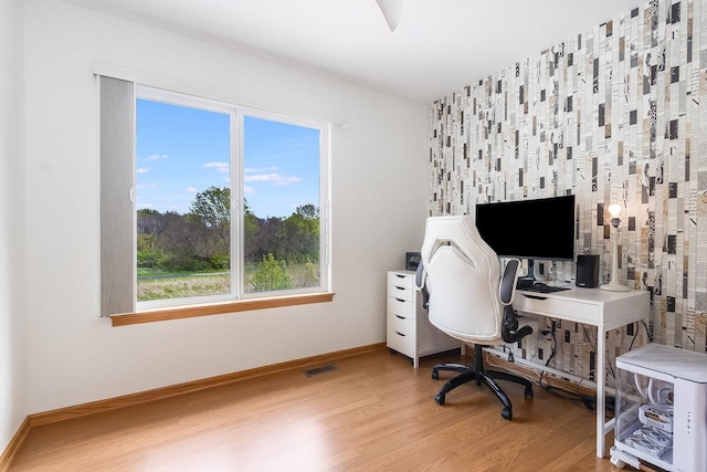 1518 Parkside Dr, Plainfield, IL 60586 - office space featuring light wood-type flooring, visible vents, and baseboards