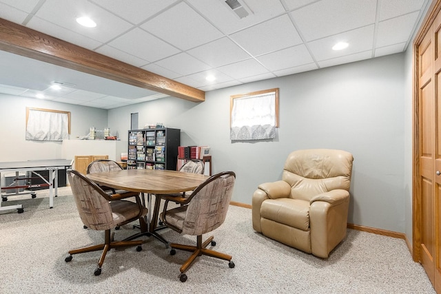 1518 Parkside Dr, Plainfield, IL 60586 - dining room with carpet flooring, visible vents, baseboards, and recessed lighting