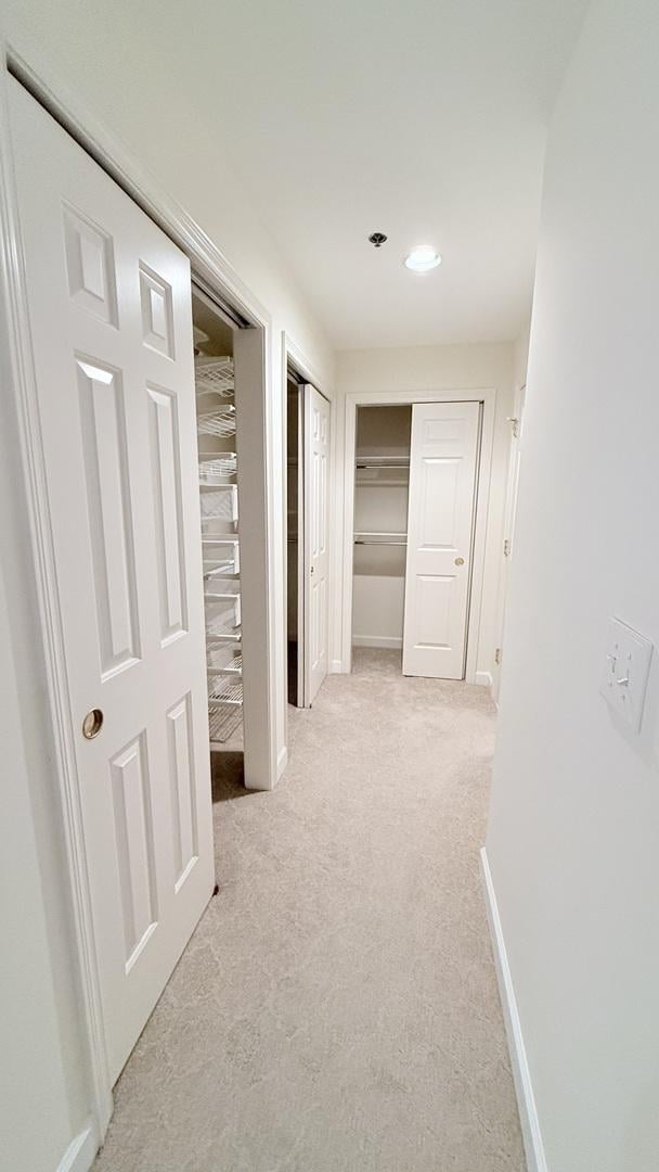2640 Summit Dr Unit 110, Glenview, IL 60025 - hall featuring recessed lighting, light carpet, and baseboards