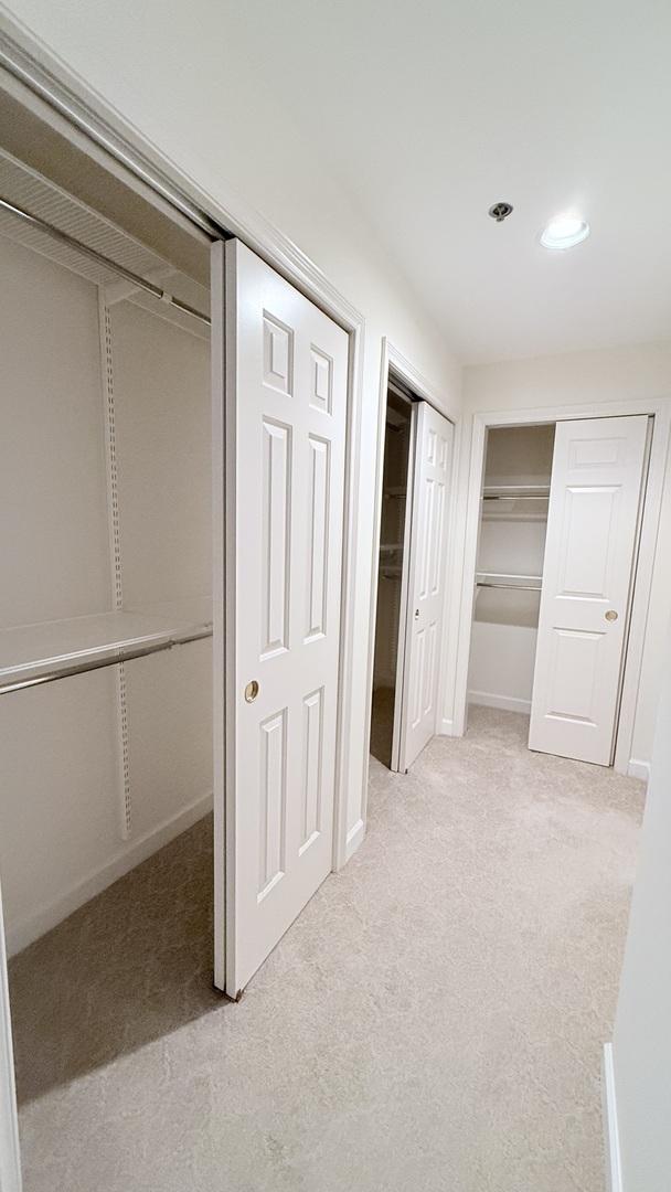 2640 Summit Dr Unit 110, Glenview, IL 60025 - interior space with recessed lighting, multiple closets, light carpet, and baseboards