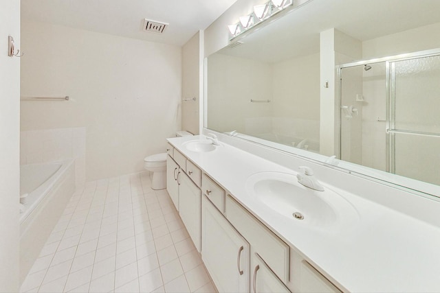 2640 Summit Dr Unit 110, Glenview, IL 60025 - full bathroom with visible vents, a bath, tile patterned flooring, and a sink