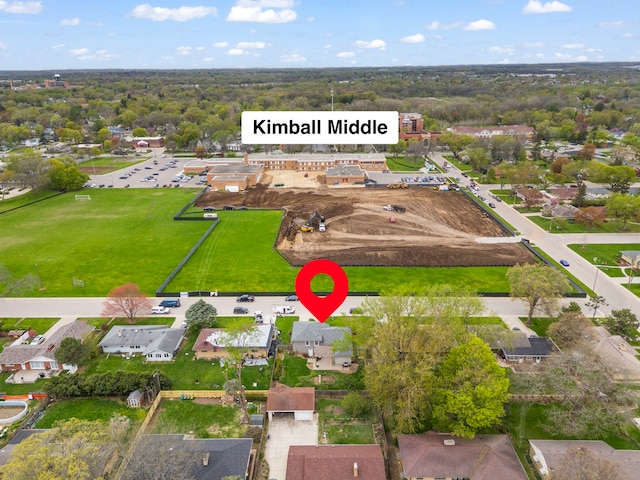aerial view with a residential view