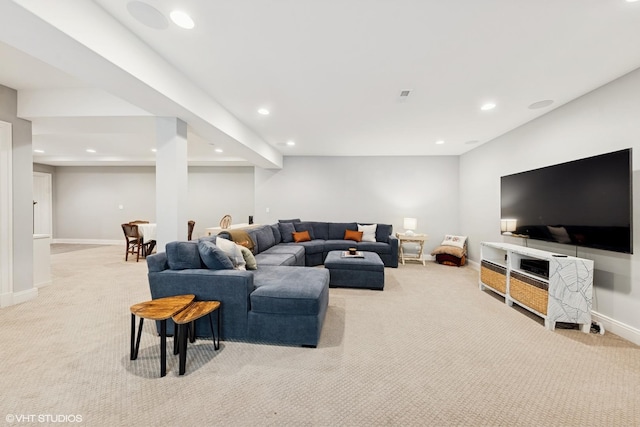 236 W Crescent Ave, Elmhurst, IL 60126 - living area featuring light colored carpet, recessed lighting, and baseboards